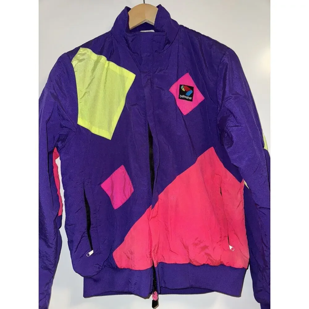 Vintage Bellwether Cycling Jacket Colorblock Size MEDIUM Mens Womens purple